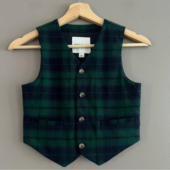 Janie and Jack Other - Janie & Jack Boys Plaid Vest Formal Flannel Blue Green Size 6